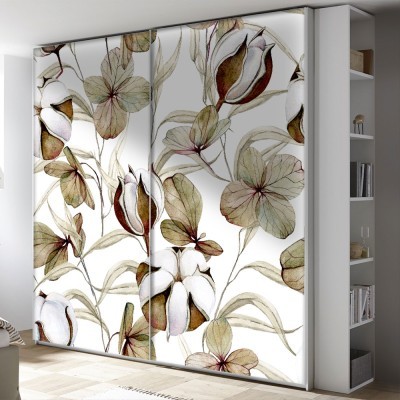Flowers, Φόντο – Τοίχοι, Αυτοκόλλητα ντουλάπας, 100 x 100 εκ. (55716)
