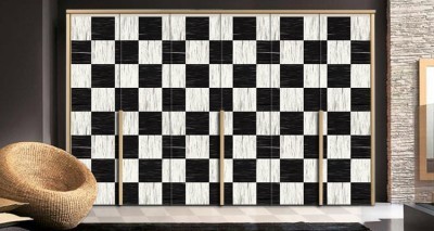 Καρό πλακάκια Φόντο – Τοίχοι Αυτοκόλλητα ντουλάπας 65 x 185 cm (19637)