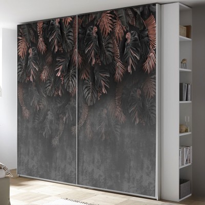 Houseart Dark Leaves, Φόντο - Τοίχοι, Αυτοκόλλητα ντουλάπας, 100 x 71 εκ.