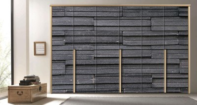 Σκούρος πέτρινος τοίχος Φόντο – Τοίχοι Αυτοκόλλητα ντουλάπας 65 x 185 cm (11264)