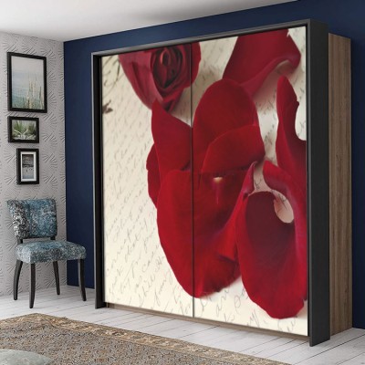 Houseart Πέταλα από σκούρο κόκκινο τριαντάφυλλο, Διάφορα, Αυτοκόλλητα ντουλάπας, 100 x 100 εκ.