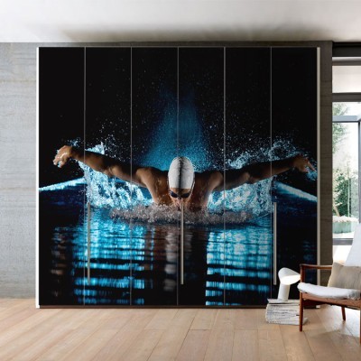 Kολύμπι πεταλούδα Διάφορα Αυτοκόλλητα ντουλάπας 65 x 185 cm (19719)