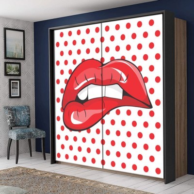 Κόκκινα Χείλη Κόμικς Αυτοκόλλητα ντουλάπας 65 x 185 cm (19248)