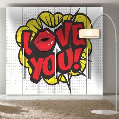 Love you! Κόμικς Αυτοκόλλητα ντουλάπας 65 x 185 cm (19258)