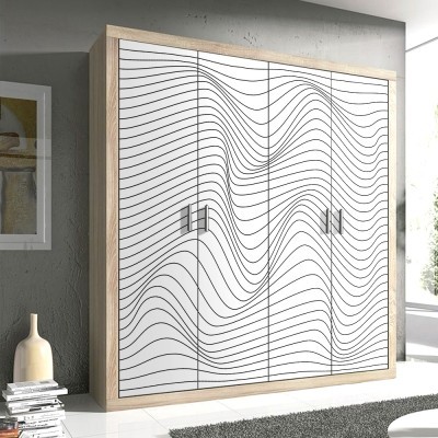 Τσαλακωμένες γραμμές Line Art Αυτοκόλλητα ντουλάπας 100 x 100 εκ. (45564)
