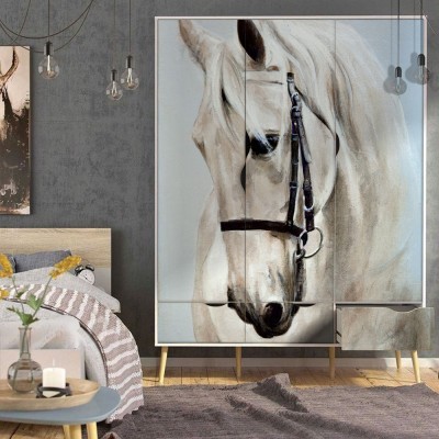 Houseart White Horse, Ζωγραφική, Αυτοκόλλητα ντουλάπας, 100 x 149 εκ.