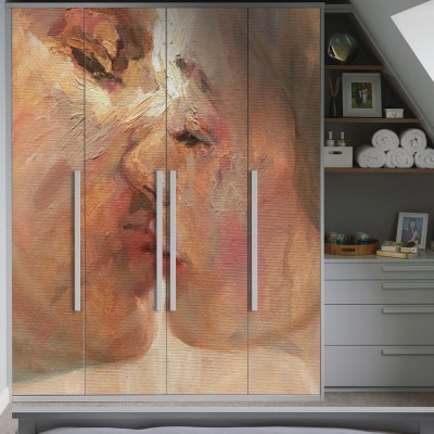 Couple Kiss, Ζωγραφική, Αυτοκόλλητα ντουλάπας, 100 x 104 εκ. (55689)