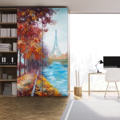 Spring Eiffel, Ζωγραφική, Αυτοκόλλητα ντουλάπας, 100 x 154 εκ. (55695)