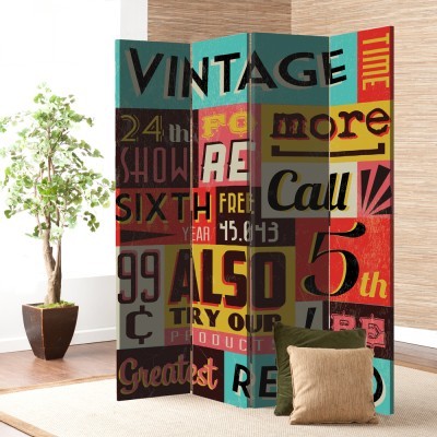 Retro Εικόνα με Φράσεις, Vintage, Παραβάν, 80 x 180 εκ. [Δίφυλλο]