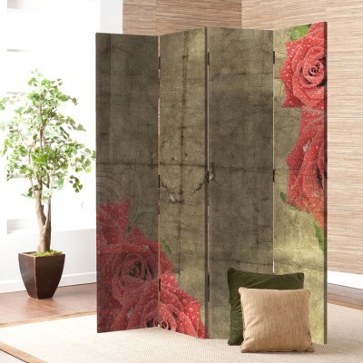 Τριαντάφυλλα σιλουέτα, Vintage, Παραβάν, 80 x 180 εκ. [Δίφυλλο]