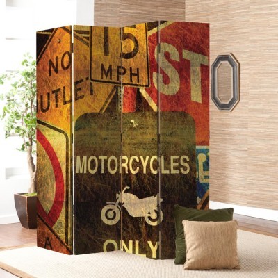 Σήματα κυκλοφορίας, κολάζ, Vintage, Παραβάν, 80 x 180 εκ. [Δίφυλλο]