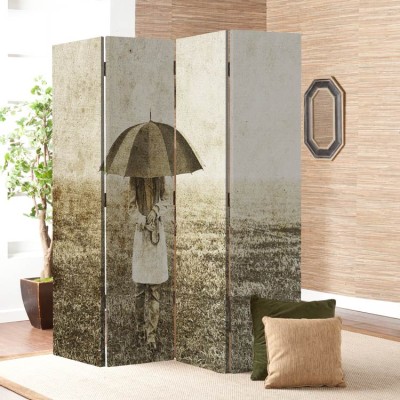 Houseart Vintage κορίτσι με ομπρέλα, Vintage, Παραβάν, 160 x 180 εκ. [Τετράφυλλο]