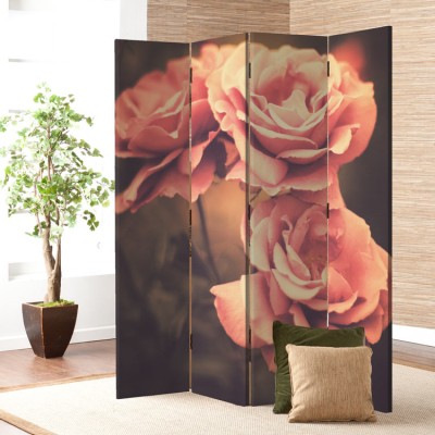 Vintage ροζ τριαντάφυλλα, Vintage, Παραβάν, 80 x 180 εκ. [Δίφυλλο]