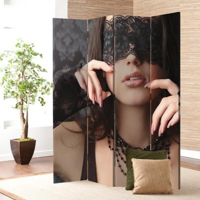 Γυναίκα με δαντέλα στα μάτια, Άνθρωποι, Παραβάν, 80 x 180 εκ. [Δίφυλλο]