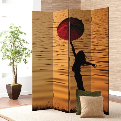 Σιλουέτα γυναίκας στο ηλιοβασίλεμα, Άνθρωποι, Παραβάν, 80 x 180 εκ. [Δίφυλλο]