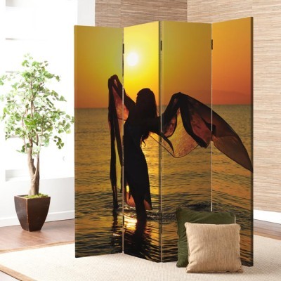 Σιλουέτα κοριτσιού στο ηλιοβασίλεμα, Άνθρωποι, Παραβάν, 80 x 180 εκ. [Δίφυλλο]