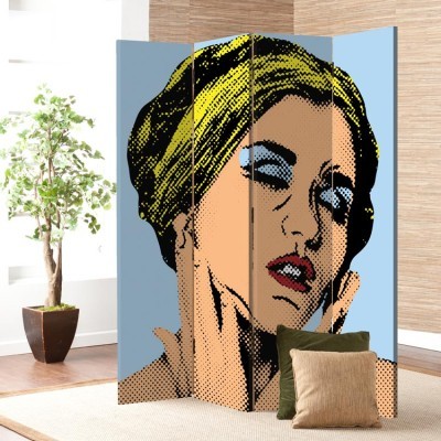 Houseart Γυναίκα με τα μάτια κλειστά, Κόμικς, Παραβάν, 160 x 180 εκ. [Τετράφυλλο]
