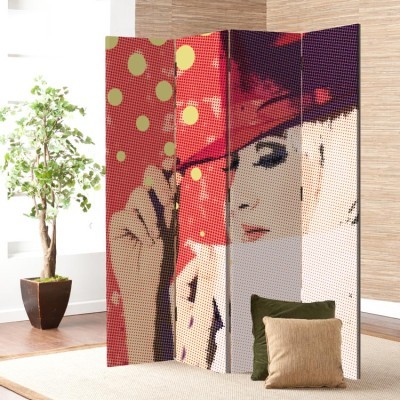 Γυναίκα με κόκκινο καπέλο, Κόμικς, Παραβάν, 80 x 180 εκ. [Δίφυλλο]