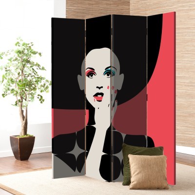 Houseart Γυναίκα σε Ροζ Φόντο, Κόμικς, Παραβάν, 160 x 180 εκ. [Τετράφυλλο]
