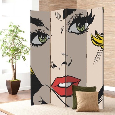 Houseart Πρόσωπο γυναίκας κόμικς, Κόμικς, Παραβάν, 160 x 180 εκ. [Τετράφυλλο]