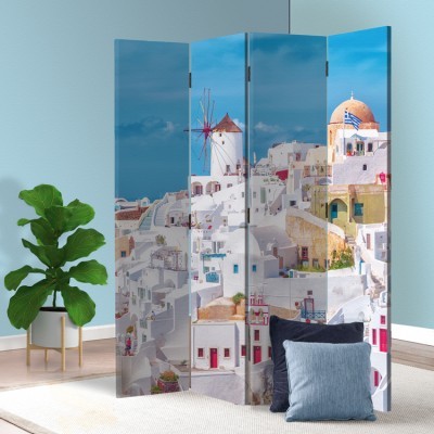 Houseart Καλντέρα, Σαντορίνη, Ελλάδα - Διακοπές, Παραβάν, 160 x 180 εκ. [Τετράφυλλο]