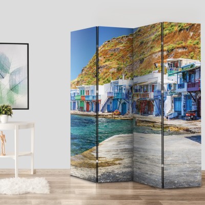 Houseart Χωριό Κλίμα, Μήλος, Ελλάδα - Διακοπές, Παραβάν, 160 x 180 εκ. [Τετράφυλλο]