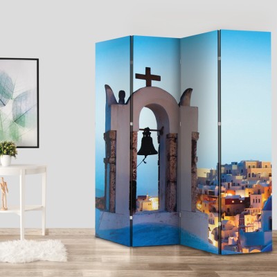 Houseart Καμπαναριό, Σαντορίνη, Ελλάδα - Διακοπές, Παραβάν, 160 x 180 εκ. [Τετράφυλλο]