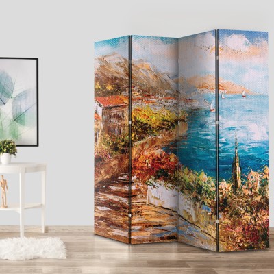 Houseart Ελαιογραφία, Γραφικό τοπίο στην Ελλάδα, Ελλάδα - Διακοπές, Παραβάν, 160 x 180 εκ. [Τετράφυλλο]