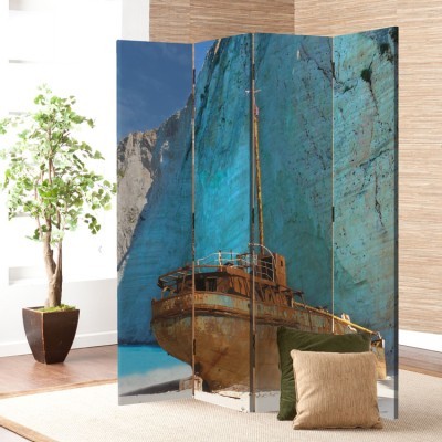 Ναυάγιο στη Ζάκυνθο, Ελλάδα - Διακοπές, Παραβάν, 80 x 180 εκ. [Δίφυλλο]