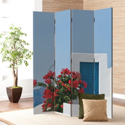 Houseart Παράθυρο στη Σαντορίνη, Ελλάδα - Διακοπές, Παραβάν, 160 x 180 εκ. [Τετράφυλλο]