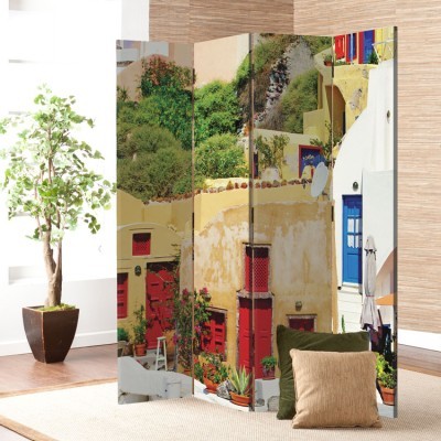 Houseart Παραδοσιακή αρχιτεκτονική στη Σαντορίνη, Ελλάδα - Διακοπές, Παραβάν, 160 x 180 εκ. [Τετράφυλλο]