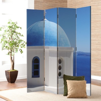 Houseart Εκκλησία, Σαντορίνη, Ελλάδα - Διακοπές, Παραβάν, 160 x 180 εκ. [Τετράφυλλο]