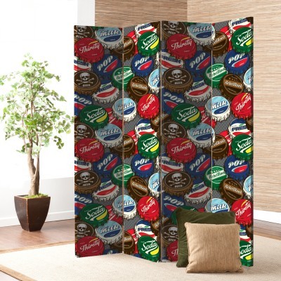 Houseart Καπάκια Αναψυκτικών, Φαγητό & Ποτό, Παραβάν, 160 x 180 εκ. [Τετράφυλλο]