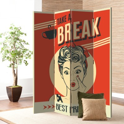 Houseart Κάνε ένα Διάλειμμα, Φαγητό & Ποτό, Παραβάν, 160 x 180 εκ. [Τετράφυλλο]