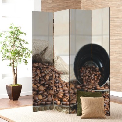 Houseart Κόκκοι καφέ με μαύρα φλιτζάνια, Φαγητό & Ποτό, Παραβάν, 160 x 180 εκ. [Τετράφυλλο]