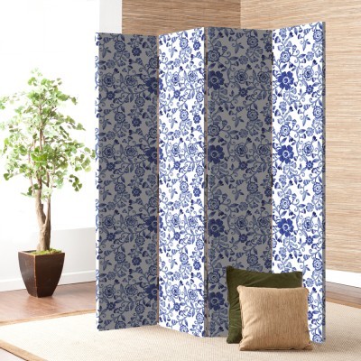 Μπλε Λουλούδια, Φόντο, Παραβάν, 80 x 180 εκ. [Δίφυλλο]