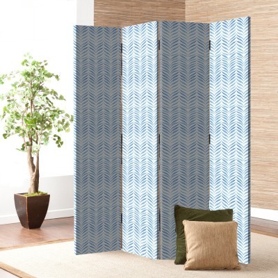 Μπλε Μοτίβο με Φύλλα, Φόντο, Παραβάν, 80 x 180 εκ. [Δίφυλλο]