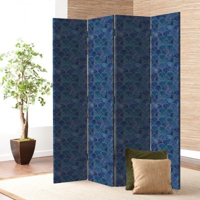 Μπλε Γοργονέ Φόντο, Φόντο, Παραβάν, 80 x 180 εκ. [Δίφυλλο]