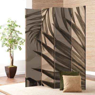 Καφέ Τροπικά Φύλλα, Φόντο, Παραβάν, 80 x 180 εκ. [Δίφυλλο]