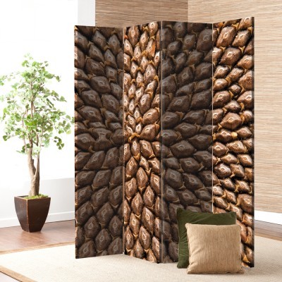 Houseart Καφέ Ανάγλυφο Εφέ, Φόντο, Παραβάν, 160 x 180 εκ. [Τετράφυλλο]