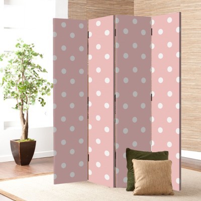 Houseart Πουά ροζ, Φόντο, Παραβάν, 160 x 180 εκ. [Τετράφυλλο]