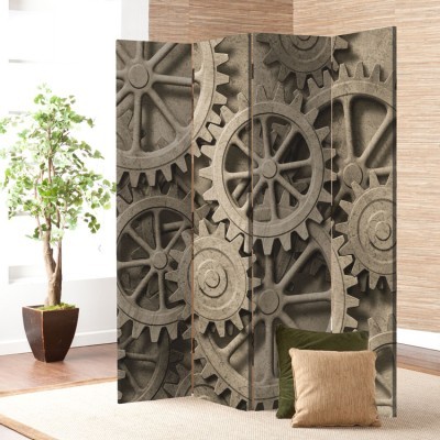 Houseart Μηχανικό φόντο με γρανάζια, Φόντο, Παραβάν, 160 x 180 εκ. [Τετράφυλλο]