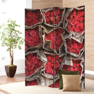 Μπουκέτα από τριαντάφυλλα, Φόντο, Παραβάν, 80 x 180 εκ. [Δίφυλλο]