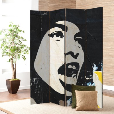 Houseart Ασπρόμαυρο πρόσωπο, Φόντο, Παραβάν, 160 x 180 εκ. [Τετράφυλλο]