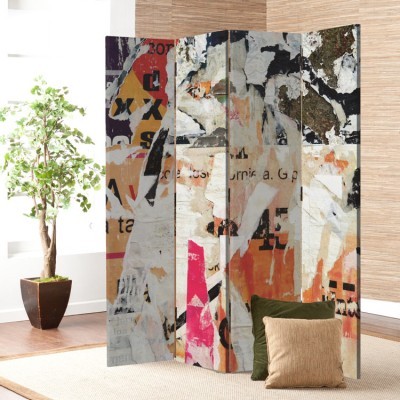 Houseart Γκράφιτι με πορτοκαλί λεπτομέρειες, Φόντο, Παραβάν, 160 x 180 εκ. [Τετράφυλλο]