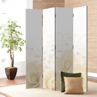 Φόντο με λευκά τριαντάφυλλα, Φόντο, Παραβάν, 80 x 180 εκ. [Δίφυλλο]