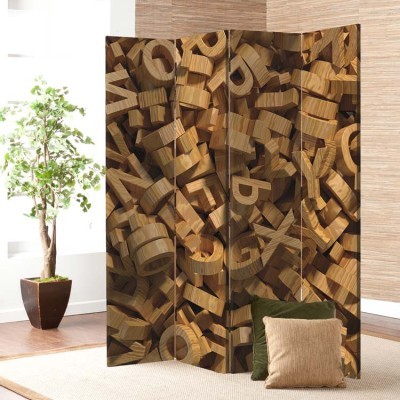 Ξύλινο αλφάβητο, Φόντο, Παραβάν, 80 x 180 εκ. [Δίφυλλο]