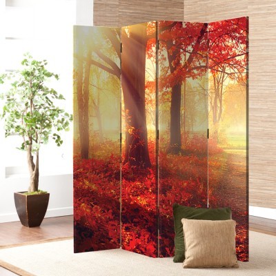 Κόκκινο φθινοπωρινό τοπίο, Φύση, Παραβάν, 80 x 180 εκ. [Δίφυλλο]