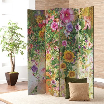 Ροζ- Φούξια Λουλούδια, Φύση, Παραβάν, 80 x 180 εκ. [Δίφυλλο]