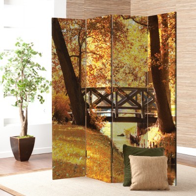 Γέφυρα στο Πυκνό Δάσος, Φύση, Παραβάν, 80 x 180 εκ. [Δίφυλλο]